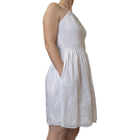 Mini dress White color Cotton Halter dress A&F Size S - Picture 4 of 14
